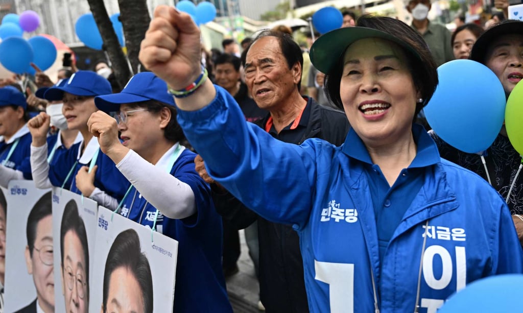 Supporters of presidential candidate Lee Jae-myung of the Democratic Party attend a political rally in Seoul on Sunday ahead of Tuesday’s presidential election. Photo: AFP Supporters of presidential candidate Lee Jae-myung of the Democratic Party attend a political rally in Seoul on Sunday ahead of Tuesday’s presidential election. Photo: AFP