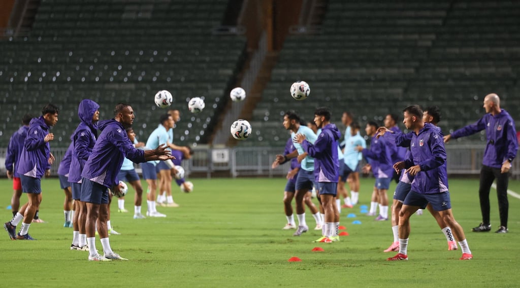 Nepal’s players are put through their paces during a training session at Hong Kong Stadium. Photo: Edmond So Nepal’s players are put through their paces during a training session at Hong Kong Stadium. Photo: Edmond So