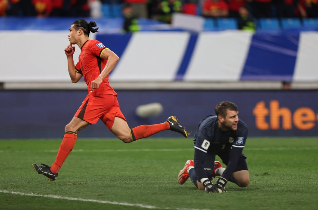 Zhang Yuning scores China’s second goal in their 2-1 win over Indonesia last October. Photo Reuters Zhang Yuning scores China’s second goal in their 2-1 win over Indonesia last October. Photo Reuters