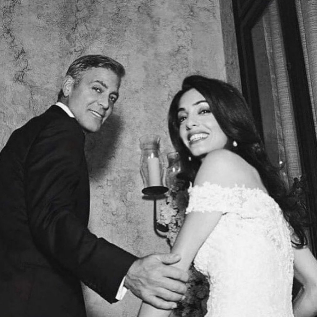George and Amal Clooney on their wedding day in Italy, in 2014. Photo: @italy.classy/Instagram