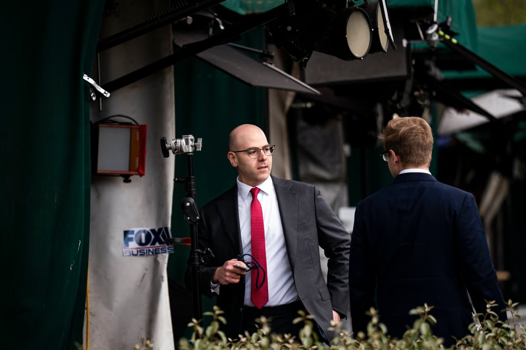 Stephen Miran, chairman of US President Donald Trump’s Council of Economic Advisers, is seen following a Fox Business interview outside the White House in Washington on April 16. Photo: EPA-EFE