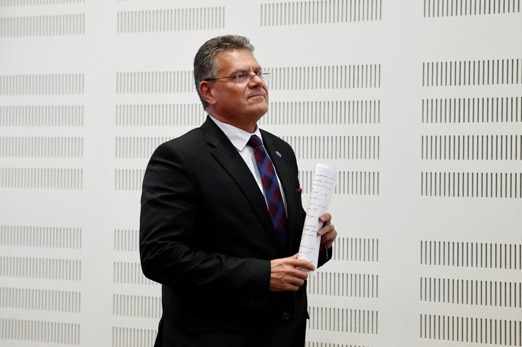 EU trade commissioner Maros Sefcovic in Paris on Wednesday. Photo: Reuters