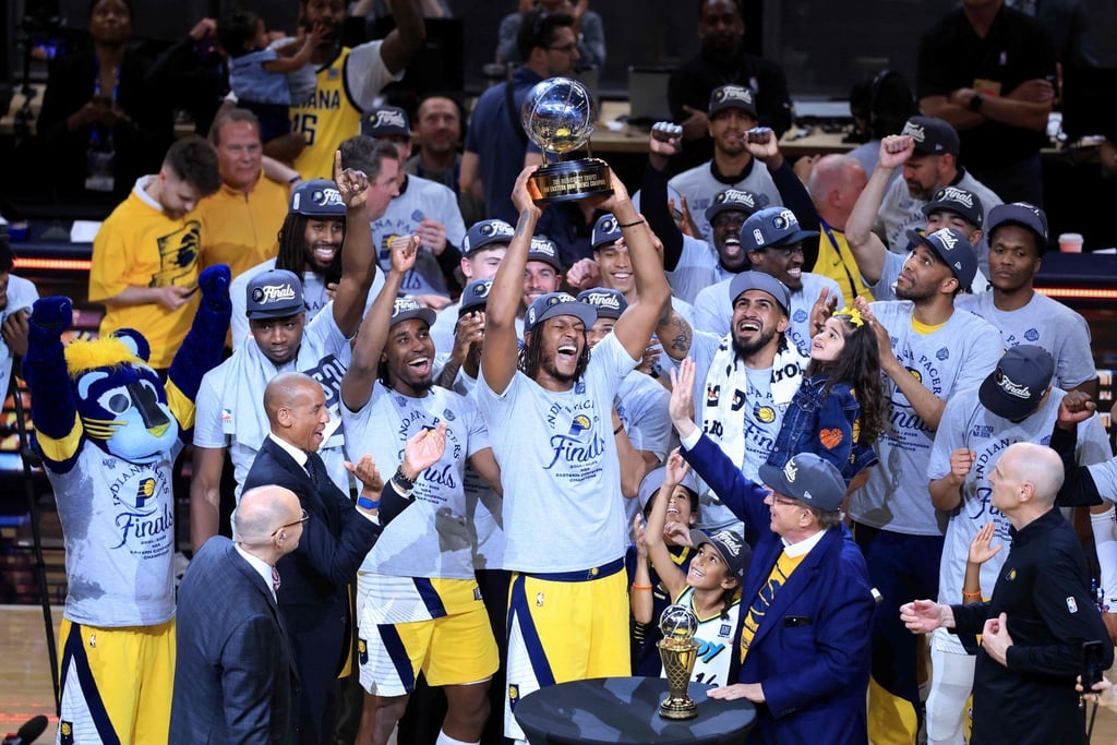 Indiana Pacers celebrate after victory in the Eastern Conference Finals. Photo: AFP Indiana Pacers celebrate after victory in the Eastern Conference Finals. Photo: AFP