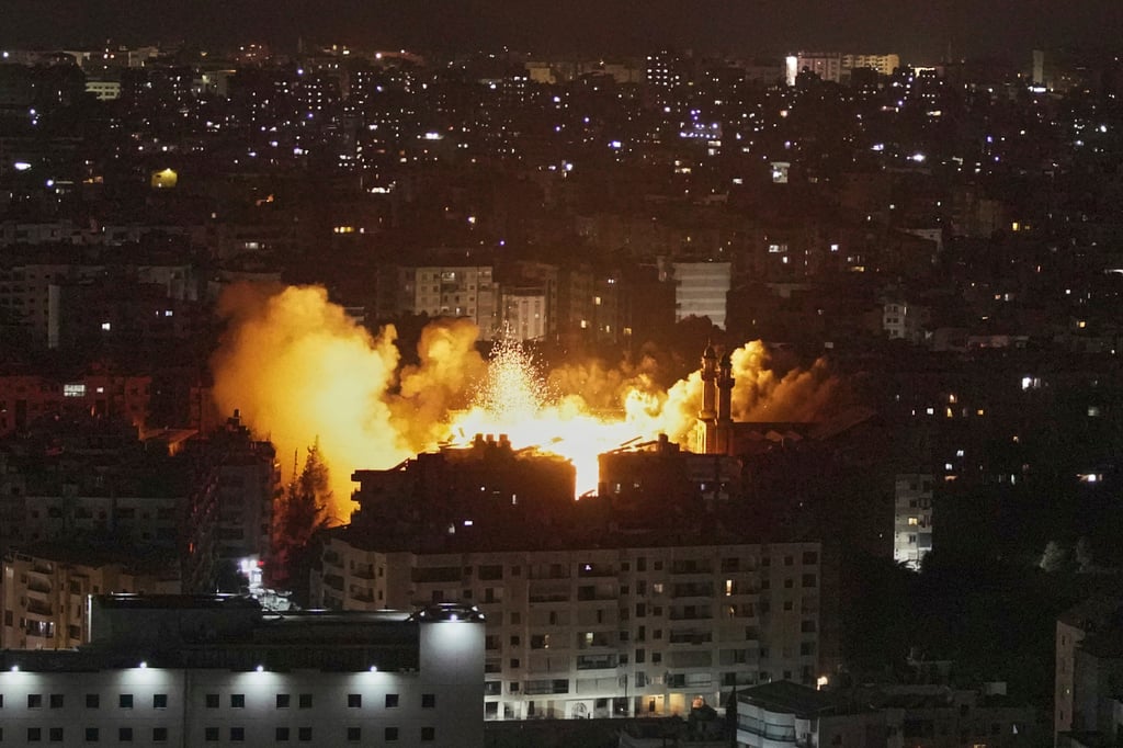 An Israeli air strike overnight. Photo: AP An Israeli air strike overnight. Photo: AP