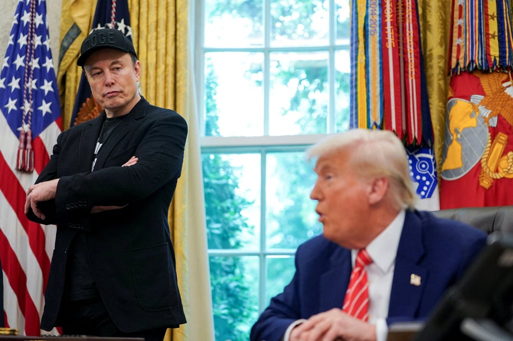 Before their public feud this week, US President Donald Trump and Elon Musk attended a press conference in the Oval Office of the White House on May 30. Photo: Reuters Before their public feud this week, US President Donald Trump and Elon Musk attended a press conference in the Oval Office of the White House on May 30. Photo: Reuters