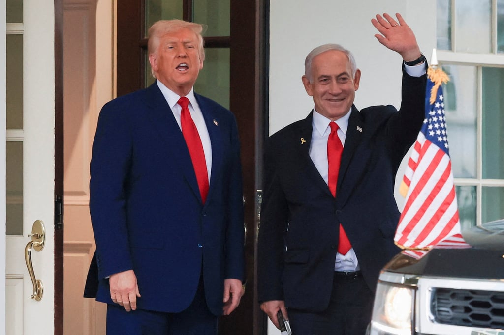 US President Donald Trump speaks as Israeli Prime Minister Benjamin Netanyahu waves following a meeting at the White House in April. Photo: Reuters US President Donald Trump speaks as Israeli Prime Minister Benjamin Netanyahu waves following a meeting at the White House in April. Photo: Reuters