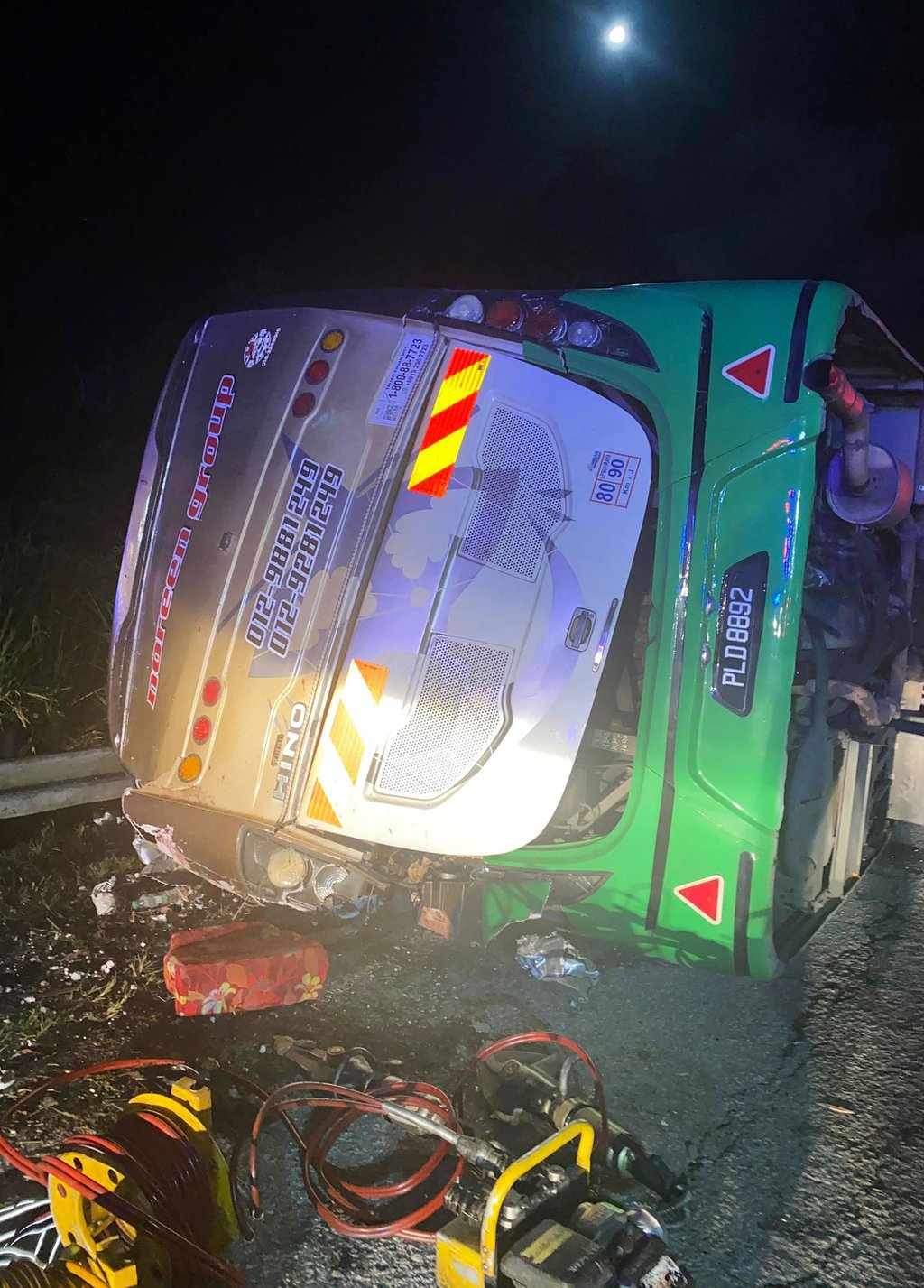 The bus after it collided with a minivan in Gerik-Jeli, in Malaysia’s Perak state. Photo: Perak’s Fire and Rescue Department/AFP The bus after it collided with a minivan in Gerik-Jeli, in Malaysia’s Perak state. Photo: Perak’s Fire and Rescue Department/AFP