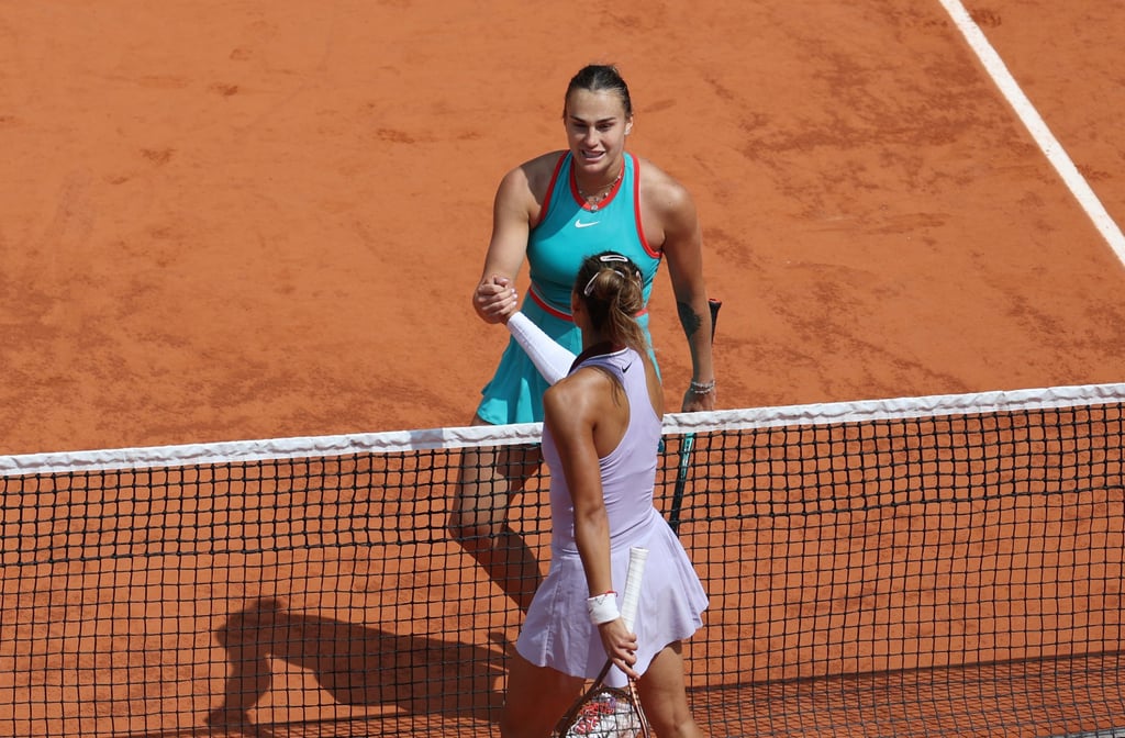 Zheng Qinwen (front) and Aryna Sabalenka meet at the net after their French Open quarter-final. Photo: Xinhua Zheng Qinwen (front) and Aryna Sabalenka meet at the net after their French Open quarter-final. Photo: Xinhua