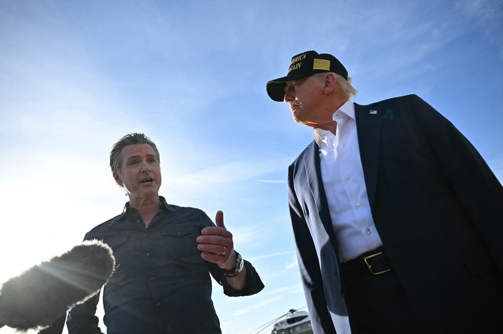 California Governor Gavin Newsom and US President Donald Trump in January. File photo: AFP California Governor Gavin Newsom and US President Donald Trump in January. File photo: AFP