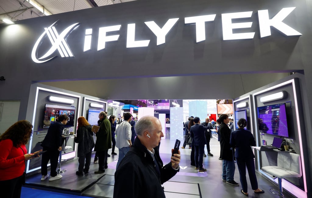 The iFlytek booth at the Mobile World Congress in Barcelona, Spain March 4, 2025. Photo: Reuters The iFlytek booth at the Mobile World Congress in Barcelona, Spain March 4, 2025. Photo: Reuters