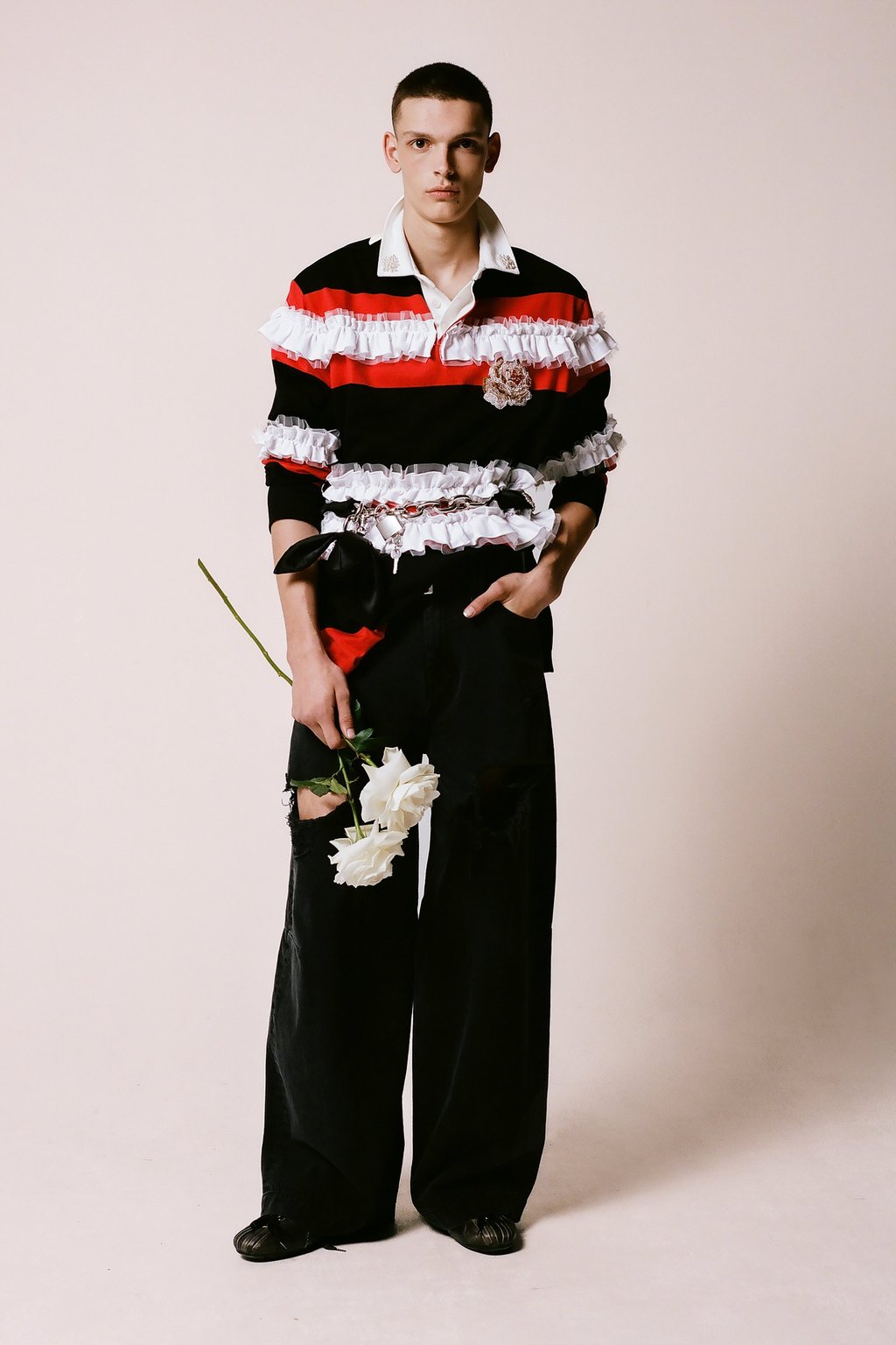 Simone Rocha transforms the rugby shirt for her latest collection. Photo: Handout