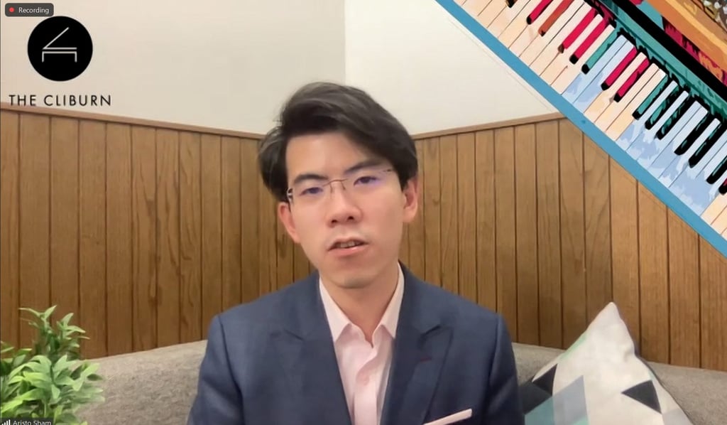 Aristo Sham speaking in an online news conference on June 12, 2025. Photo: The Cliburn Aristo Sham speaking in an online news conference on June 12, 2025. Photo: The Cliburn