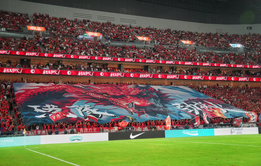 Supporters unfurl a huge banner at Tuesday’s match. Photo: Elson Li Supporters unfurl a huge banner at Tuesday’s match. Photo: Elson Li