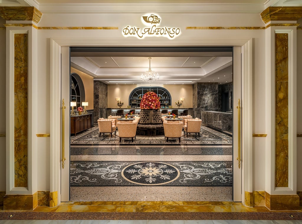 Don Alfonso 1890 at Grand Lisboa Palace Resort Macau presents the true flavours of southern Italy in a setting lavishly adorned in Venetian terrazzo.