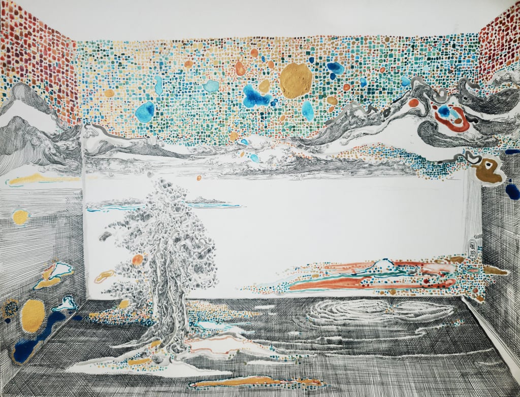 Digital and Landscape-Tree (2024), by Lin Guocheng, is one of the works at “Tradition Transformed” at Alisan Fine Arts. Photo: Alisan Fine Arts Digital and Landscape-Tree (2024), by Lin Guocheng, is one of the works at “Tradition Transformed” at Alisan Fine Arts. Photo: Alisan Fine Arts