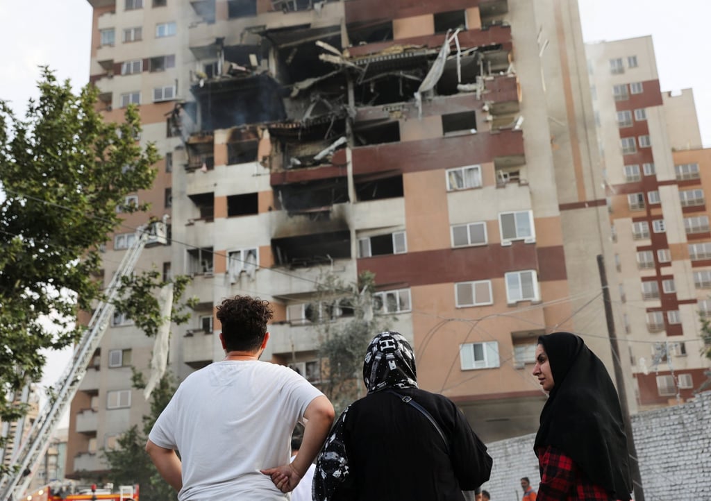 A damaged building in Tehran, in the aftermath of Israeli strikes. Photo: West Asia News Agency via Reuters
