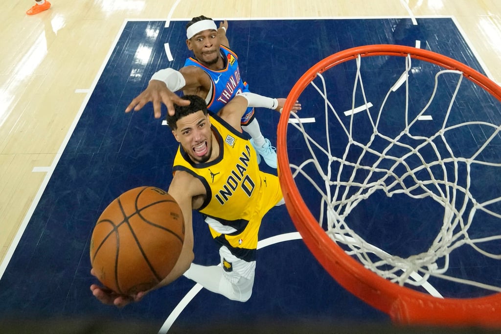 Indiana Pacers guard Tyrese Haliburton (front) shoots during Game 4 of the NBA Finals. Photo: Reuters Indiana Pacers guard Tyrese Haliburton (front) shoots during Game 4 of the NBA Finals. Photo: Reuters