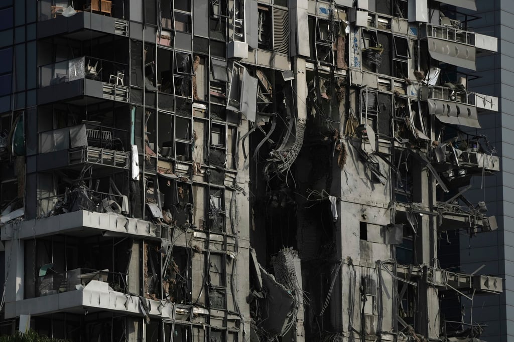 A residential building in Tel Aviv, Israel, that was struck by a missile fired from Iran. Photo: AP