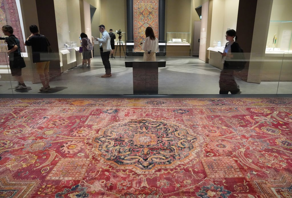 The 17th century “Kevorkian Hyderabad carpet” is among the exhibits. Photo: May Tse The 17th century “Kevorkian Hyderabad carpet” is among the exhibits. Photo: May Tse