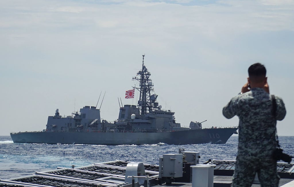 A member of the Philippine Navy looks out at the Japan Maritime Self-Defence Force’s destroyer Takanami during a joint maritime exercise in the South China Sea on June 14. Photo: Jiji Press / AFP A member of the Philippine Navy looks out at the Japan Maritime Self-Defence Force’s destroyer Takanami during a joint maritime exercise in the South China Sea on June 14. Photo: Jiji Press / AFP