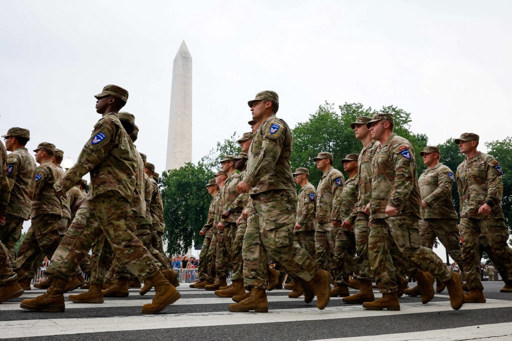 US Army soldiers take part participate in the 250th birthday parade on June 14, 2025 in Washington, DC. Photo: Getty Images via AFP US Army soldiers take part participate in the 250th birthday parade on June 14, 2025 in Washington, DC. Photo: Getty Images via AFP
