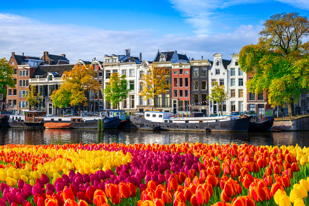 Amsterdam’s houses on the canals are popular with sightseers, but it is possible to see them in peace if you get up early. Photo: Getty Images