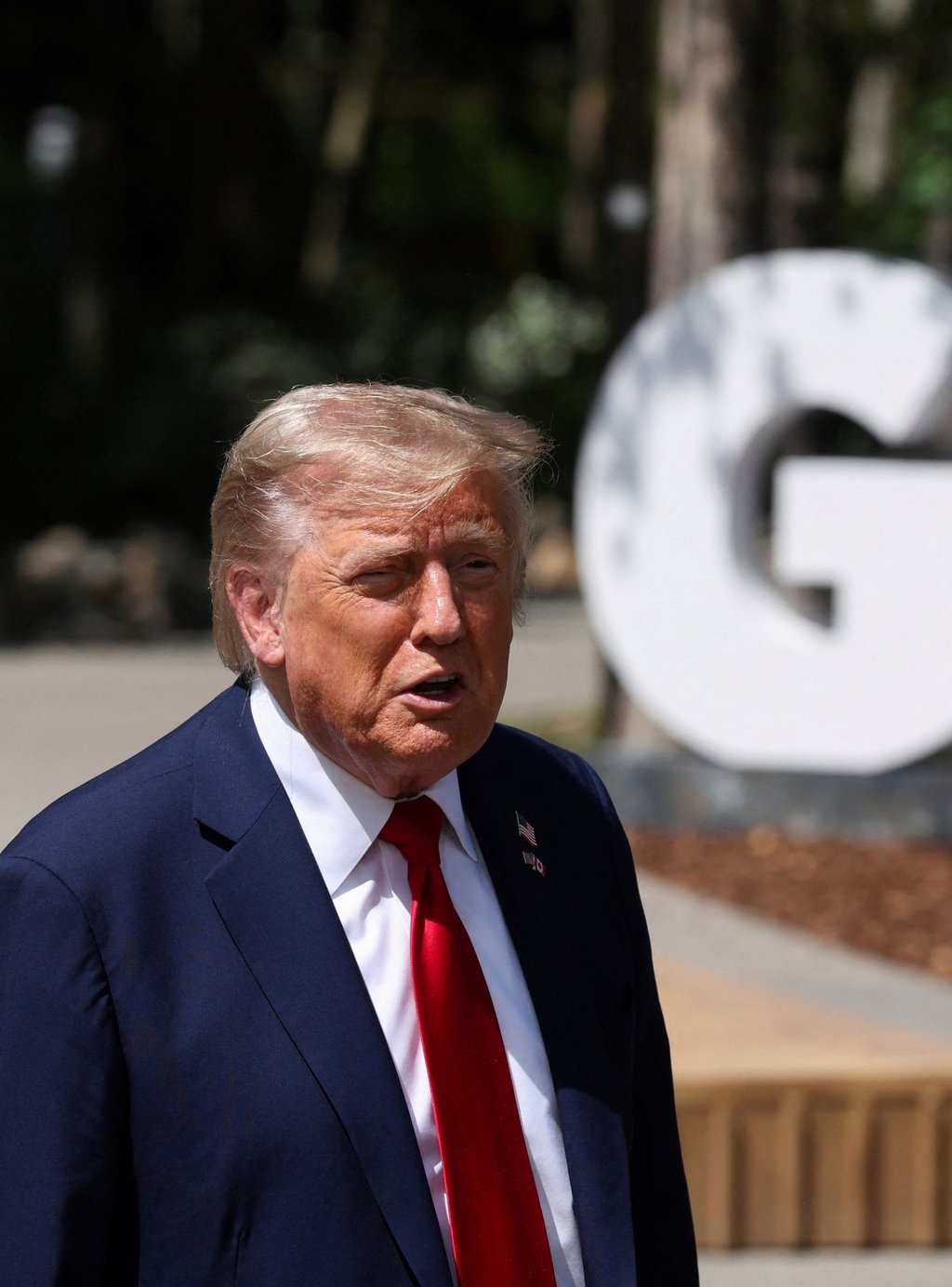 US President Donald Trump at the G7 summit in Kananaskis, Alberta, Canada on Monday. Photo: Pool, via AP US President Donald Trump at the G7 summit in Kananaskis, Alberta, Canada on Monday. Photo: Pool, via AP