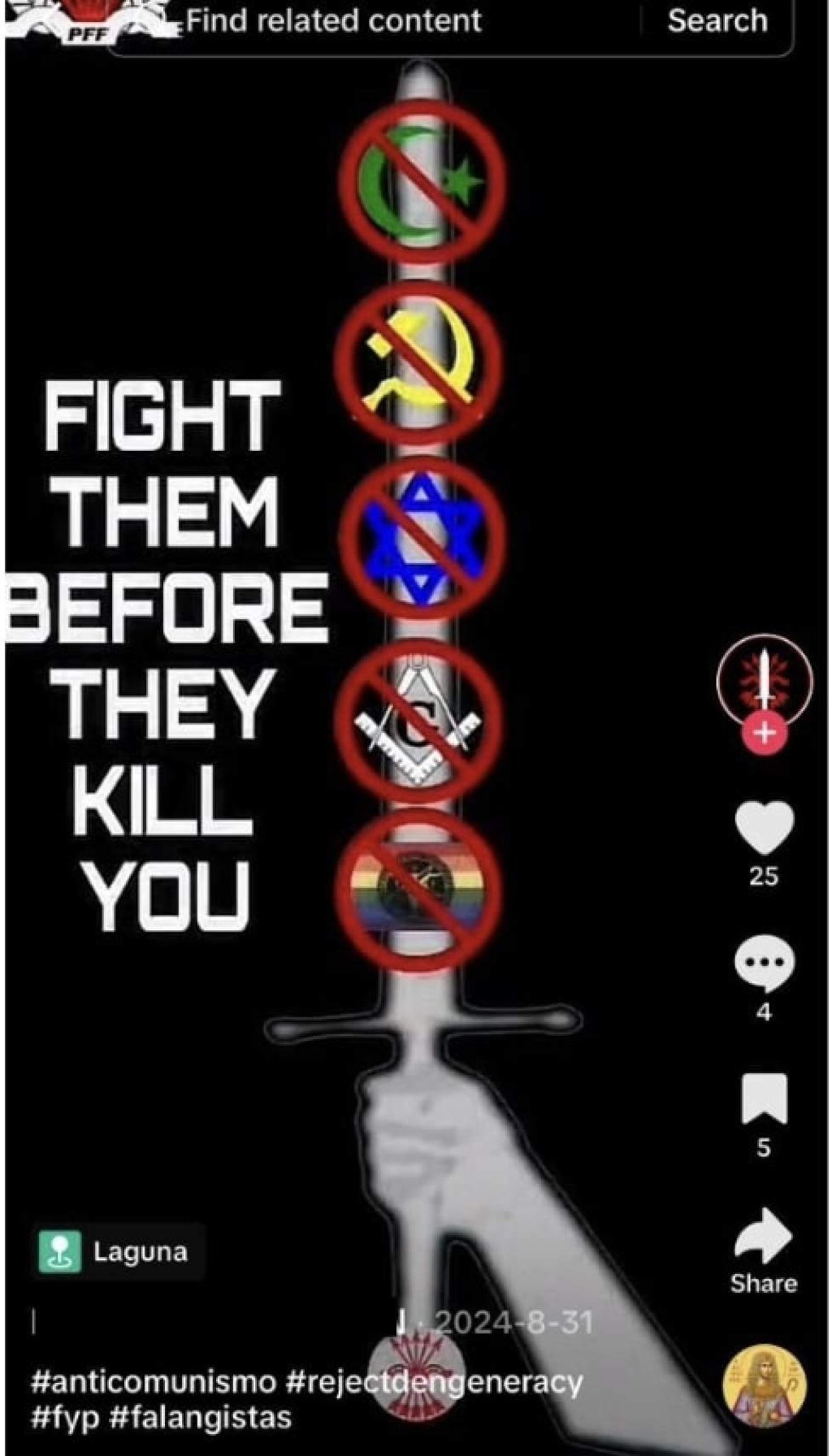 Example of Philippine Falangist Front (PFF) online propaganda. Photo: TikTok Example of Philippine Falangist Front (PFF) online propaganda. Photo: TikTok