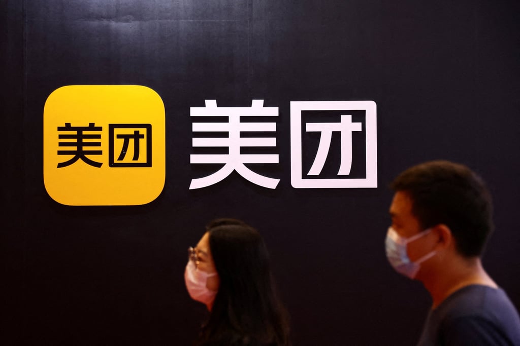 People walk past the Meituan booth at the World Robot Conference in Beijing, August 18, 2022. Photo: Reuters People walk past the Meituan booth at the World Robot Conference in Beijing, August 18, 2022. Photo: Reuters
