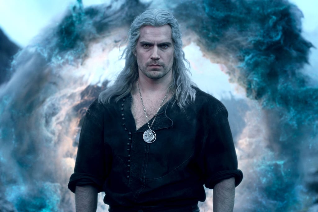 Henry Cavill in The Witcher, his shirt undone to show his chest hair. Photo: Handout