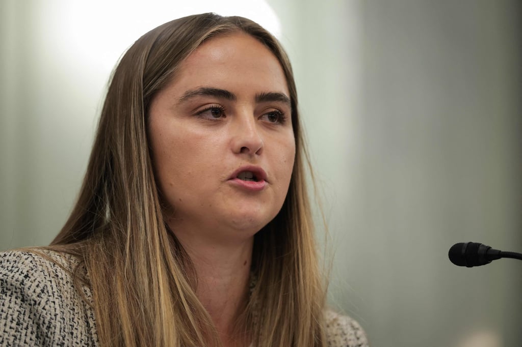 Former US Olympic swimmer Katie McLaughlin also spoke at the hearing. Photo: AFP