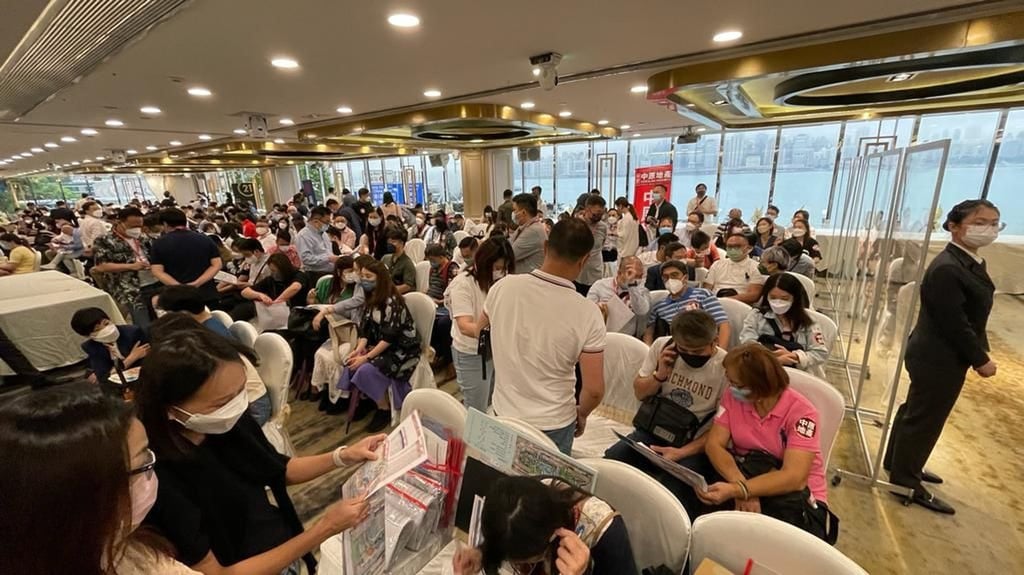Buyers flock to buy flats on offer at Grand Mayfair in Yuen Long in May 2022. Photo: Handout Buyers flock to buy flats on offer at Grand Mayfair in Yuen Long in May 2022. Photo: Handout