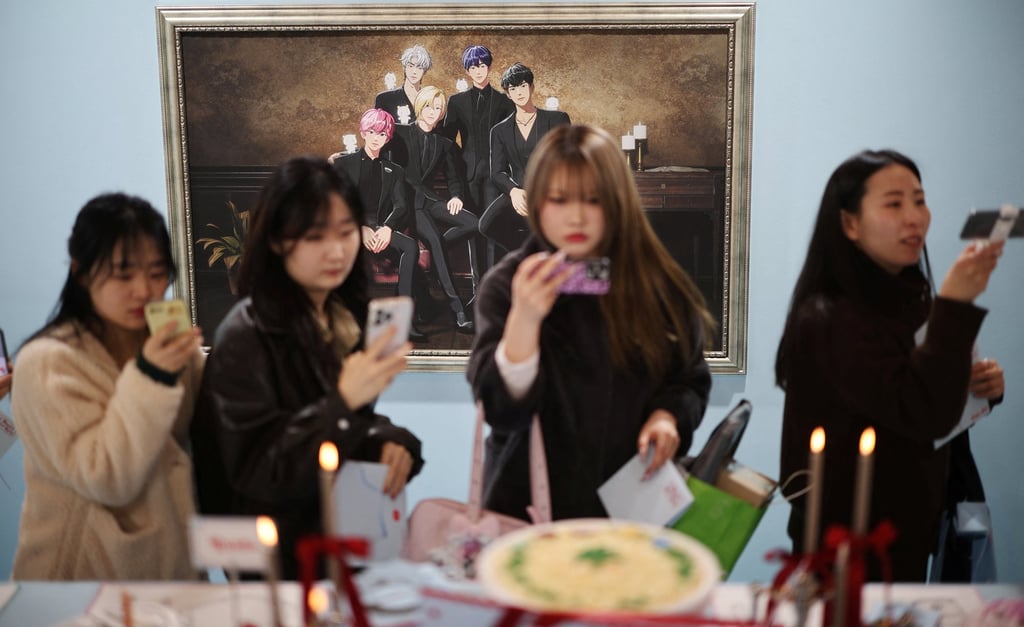 Fans of virtual K-pop boy band Plave look around a pop-up store in Seoul, South Korea, on March 7. Photo: Reuters Fans of virtual K-pop boy band Plave look around a pop-up store in Seoul, South Korea, on March 7. Photo: Reuters