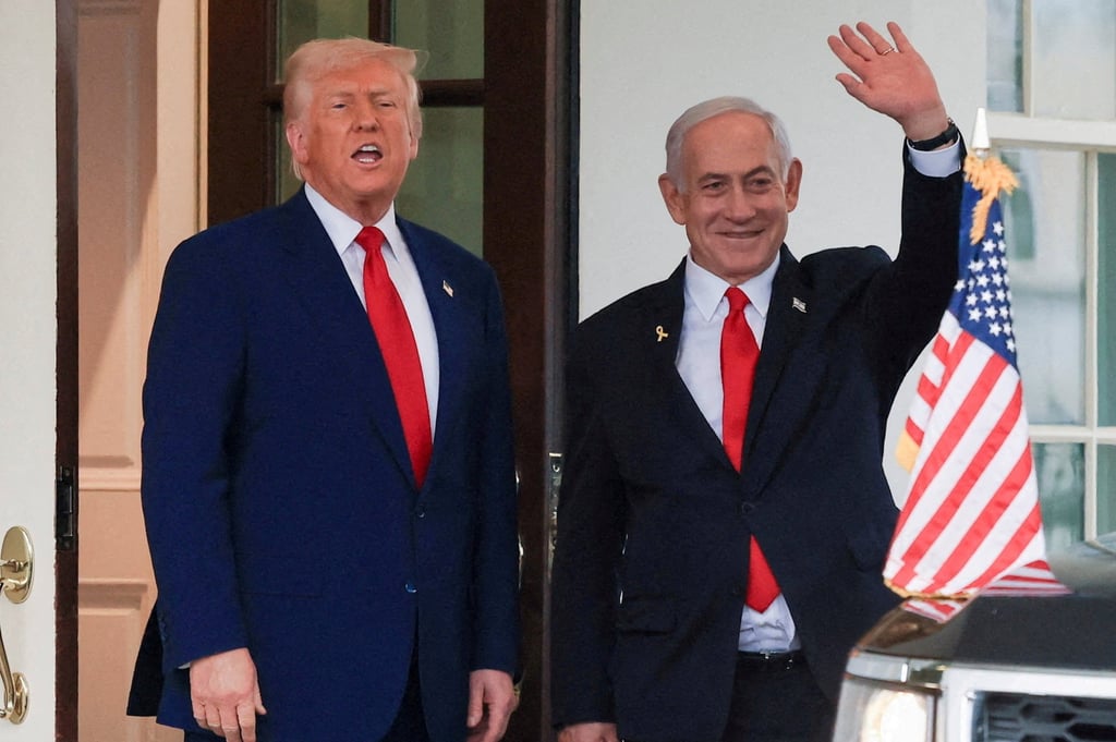 US President Donald Trump speaks as Israeli Prime Minister Benjamin Netanyahu waves following a meeting at the White House in April. Photo: Reuters US President Donald Trump speaks as Israeli Prime Minister Benjamin Netanyahu waves following a meeting at the White House in April. Photo: Reuters