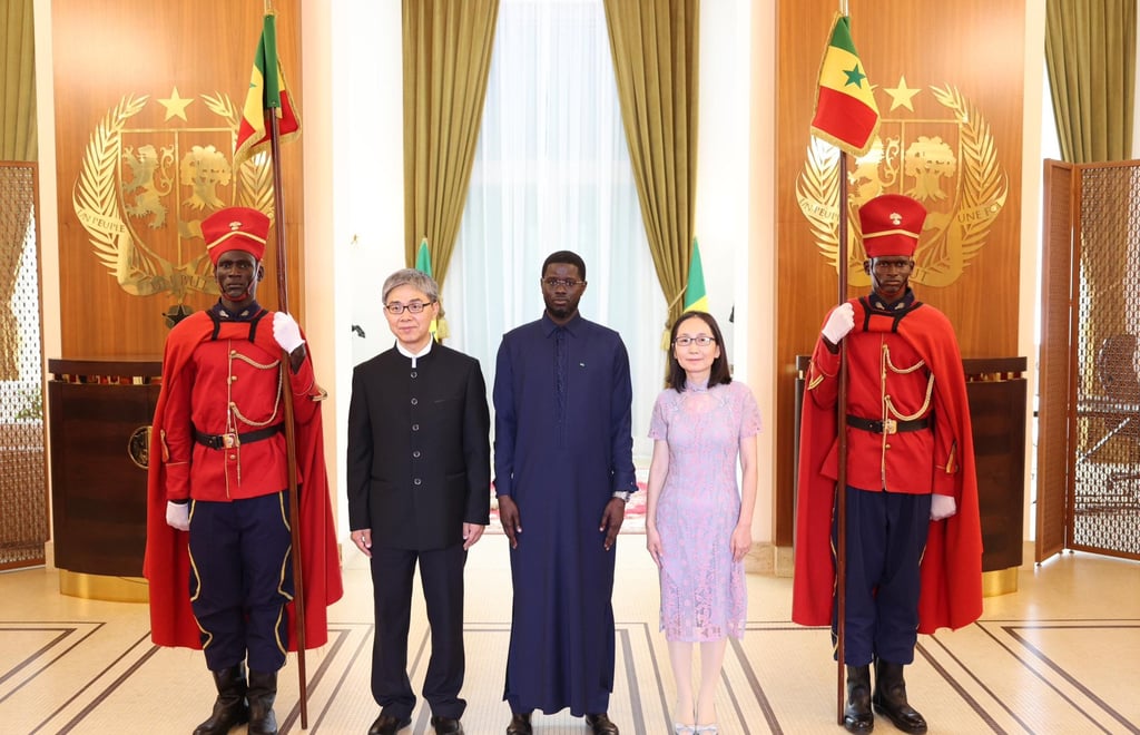 Chinese ambassador to Senegal Li Zhigang (left) presents his credentials to Bassirou Diomaye Diakhar Faye, president of the Republic of Senegal, in May. Photo: Handout Chinese ambassador to Senegal Li Zhigang (left) presents his credentials to Bassirou Diomaye Diakhar Faye, president of the Republic of Senegal, in May. Photo: Handout