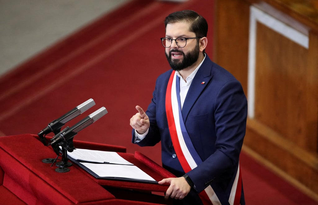 Chilean President Gabriel Boric, speaks during his annual address at the National Congress building in Valparaiso on June 1, 2025. Boric has said the courts must be allowed to act independently in the investigation. Photo: Reuters Chilean President Gabriel Boric, speaks during his annual address at the National Congress building in Valparaiso on June 1, 2025. Boric has said the courts must be allowed to act independently in the investigation. Photo: Reuters