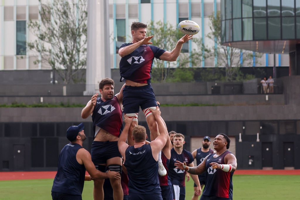 Hong Kong’s forwards practice their lineout during a training session at Kai Tak Youth Sports Ground. Photo: Edmond So