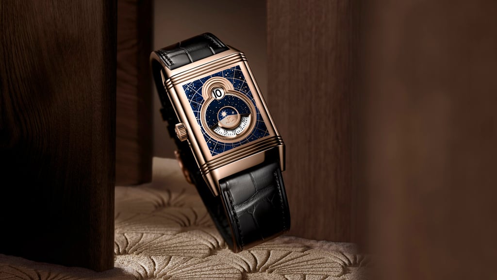 Jaeger-LeCoultre’s Reverso Tribute Nonantième Enamel adds a cosmic flair to its design. Photo: Handout