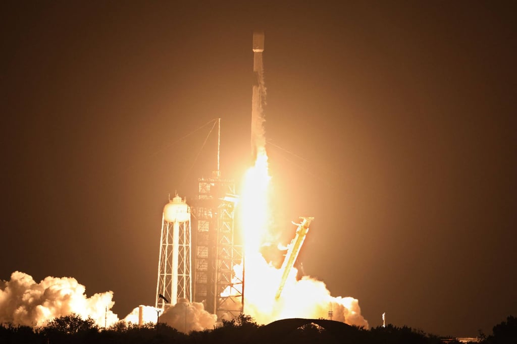 A SpaceX Falcon 9 rocket, carrying Firefly Aerospace’s Blue Ghost and ispace’s Resilience lunar landers, lifts off from the Kennedy Space Centre in Cape Canaveral, Florida, in January. Photo: AFP A SpaceX Falcon 9 rocket, carrying Firefly Aerospace’s Blue Ghost and ispace’s Resilience lunar landers, lifts off from the Kennedy Space Centre in Cape Canaveral, Florida, in January. Photo: AFP