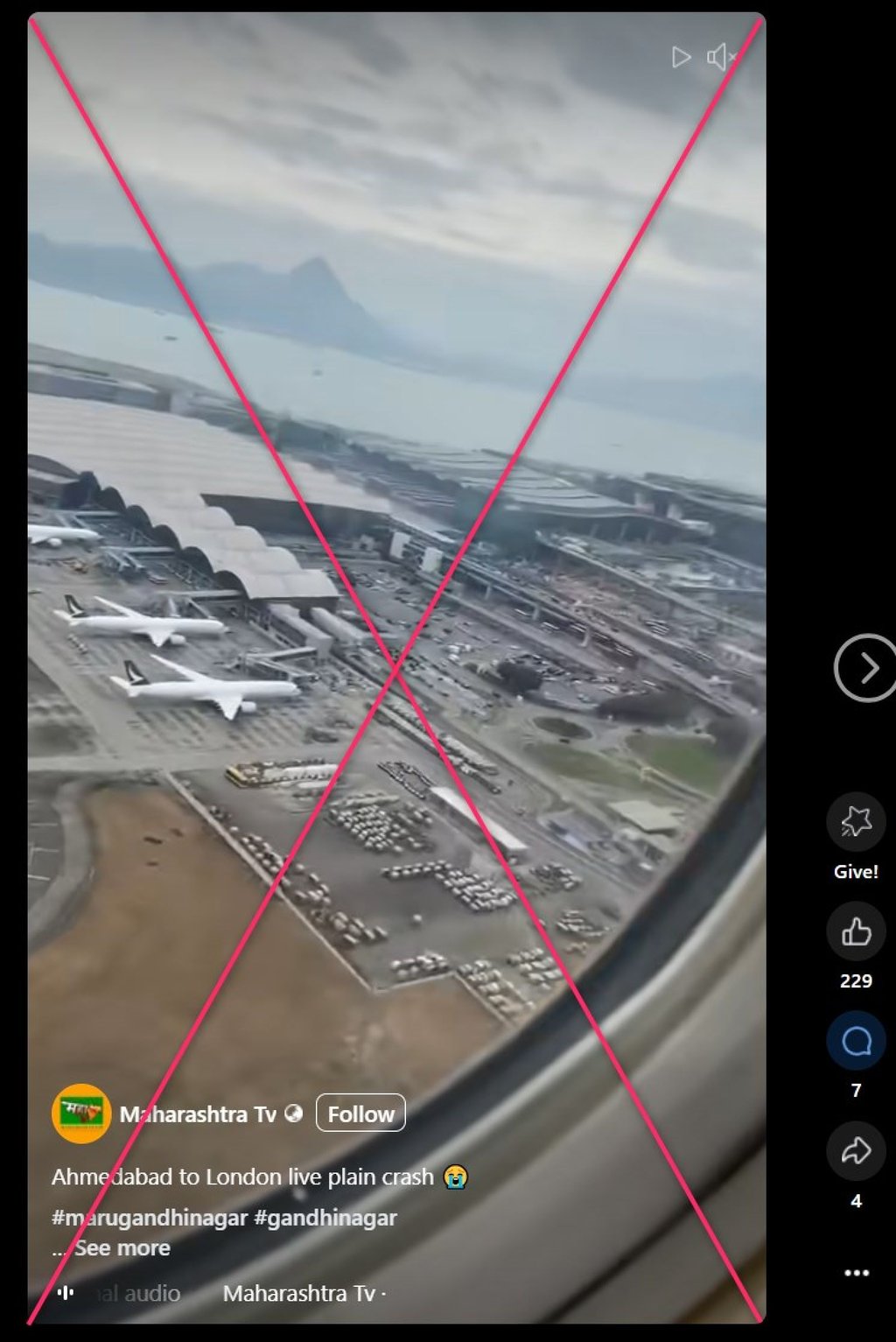 Screenshot of the false post with lines crossed through by the Post. Photo: Facebook/SCMP Composite Screenshot of the false post with lines crossed through by the Post. Photo: Facebook/SCMP Composite