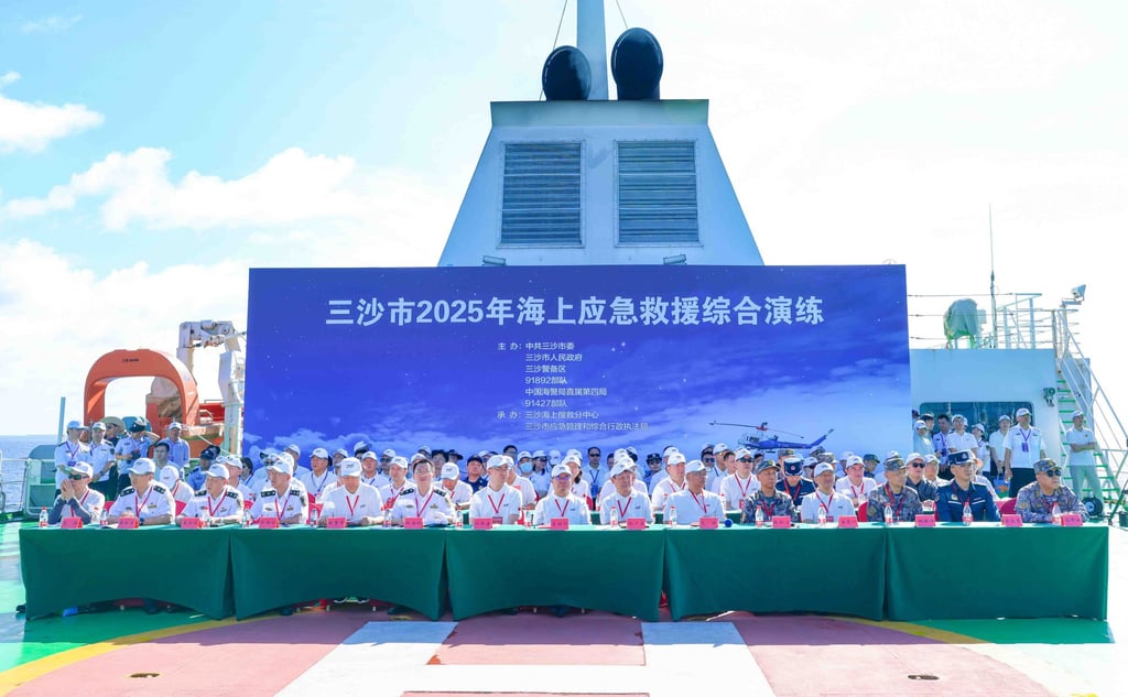 State media and the Sansha government have highlighted the scale and scope of the exercise. Photo: Handout State media and the Sansha government have highlighted the scale and scope of the exercise. Photo: Handout
