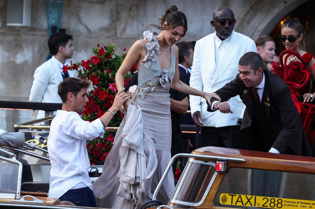 Vittoria Ceretti wore a long, neutral-toned dress on June 26, the first day of Jeff Bezos and Lauren Sánchez’s wedding in Venice. Photo: Reuters