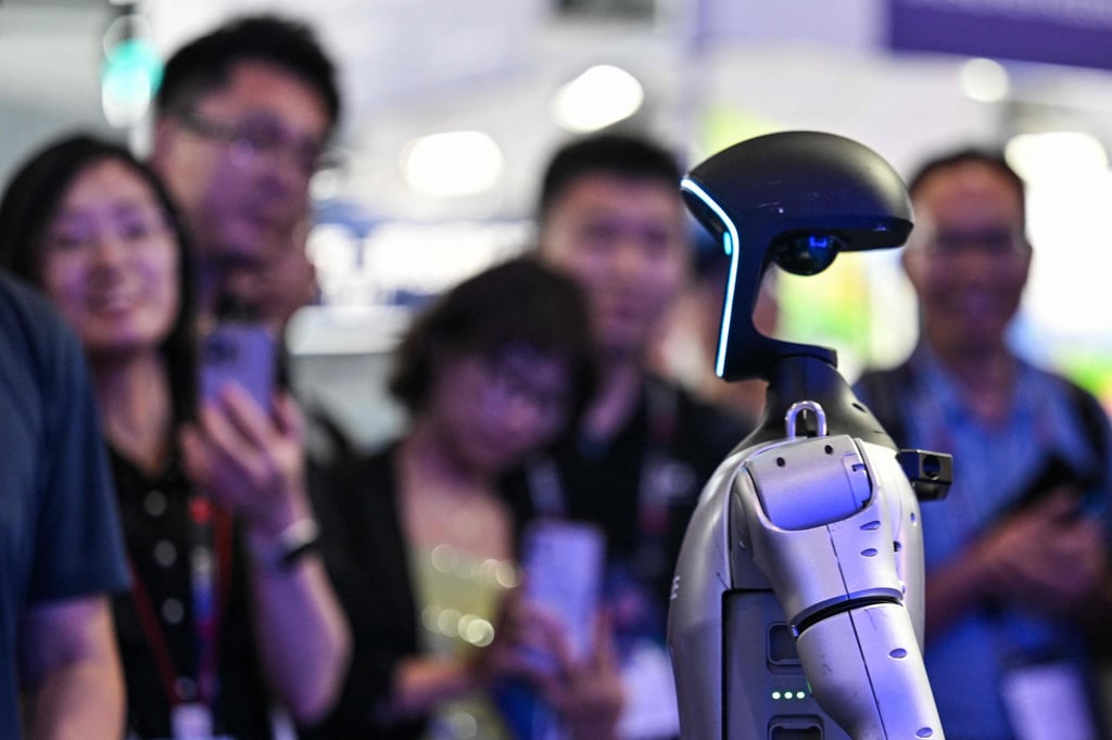 People look at a robot from Unitree Robotics during the Mobile World Congress in Shanghai on June 18, 2025. Photo: AFP People look at a robot from Unitree Robotics during the Mobile World Congress in Shanghai on June 18, 2025. Photo: AFP