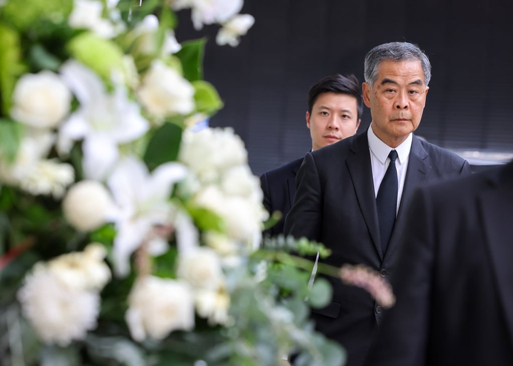 Former chief executive Leung Chun-ying attends the memorial service for Charles Ho at the Hong Kong Funeral Home in North Point on Saturday. Photo: Nora Tam Former chief executive Leung Chun-ying attends the memorial service for Charles Ho at the Hong Kong Funeral Home in North Point on Saturday. Photo: Nora Tam