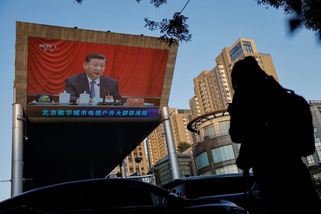 A giant screen shows Chinese President Xi Jinping attending the third plenary session of the 20th Central Committee of the Communist Party of China, in Beijing on July 18, 2024. Photo: Reuters A giant screen shows Chinese President Xi Jinping attending the third plenary session of the 20th Central Committee of the Communist Party of China, in Beijing on July 18, 2024. Photo: Reuters