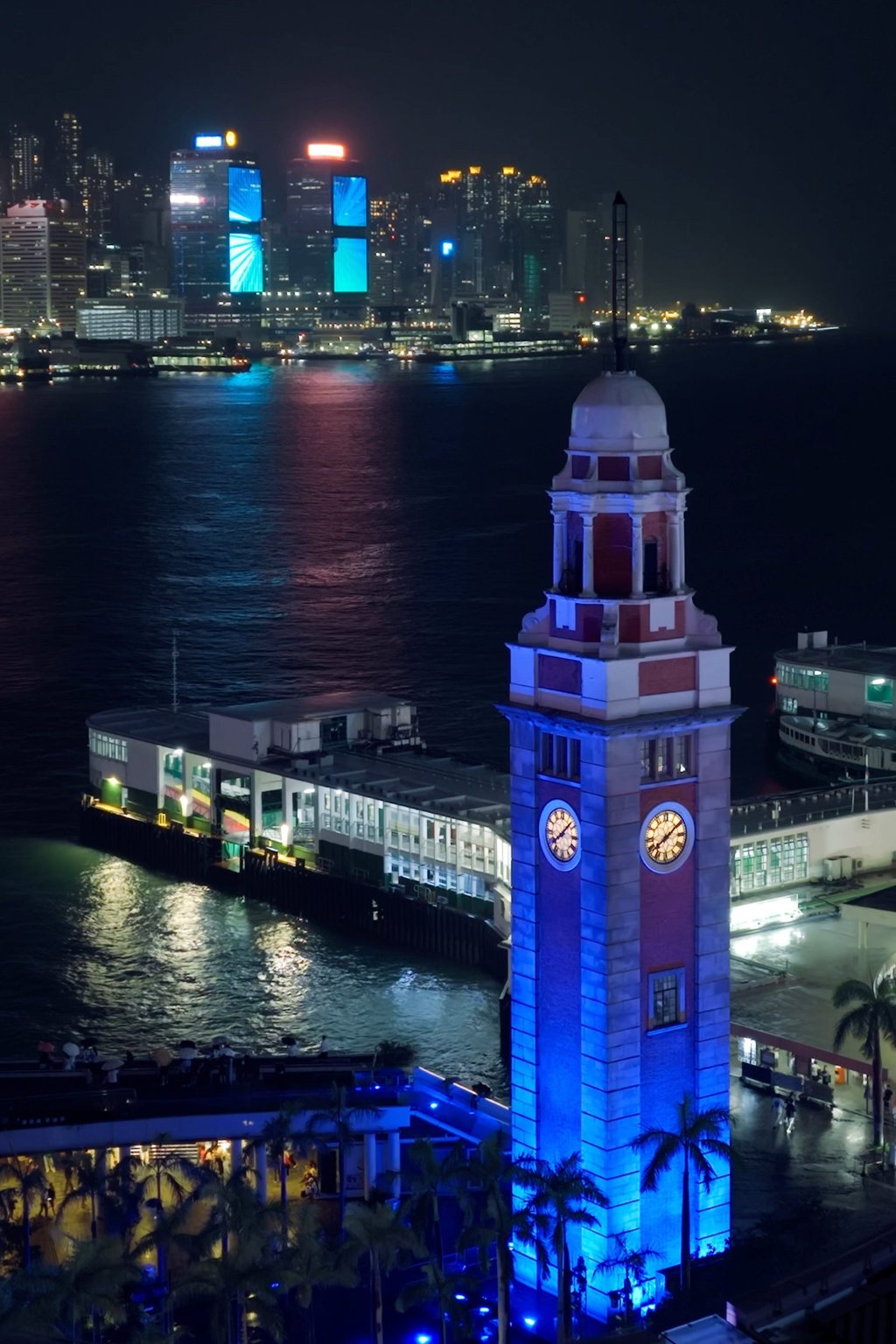 Kowloon’s Clock Tower turned blue for the occasion. Photo: Handout