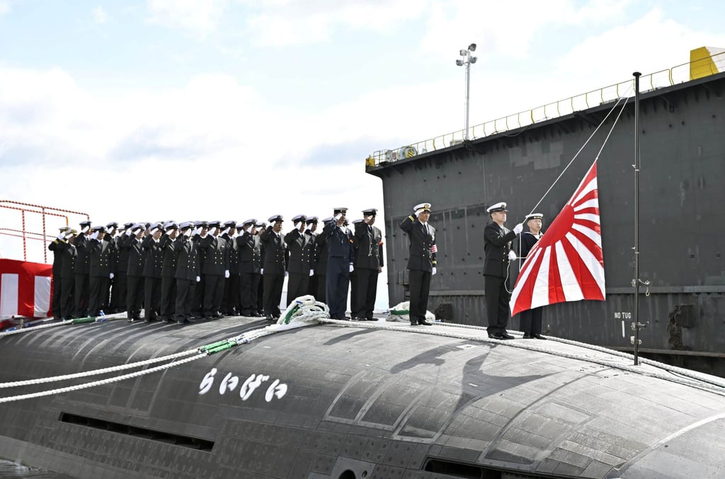 The submarine “Raigei” is seen following a ceremony marking its delivery to the Japanese navy at a shipyard in Kobe, western Japan, in March. Photo: Kyodo The submarine “Raigei” is seen following a ceremony marking its delivery to the Japanese navy at a shipyard in Kobe, western Japan, in March. Photo: Kyodo