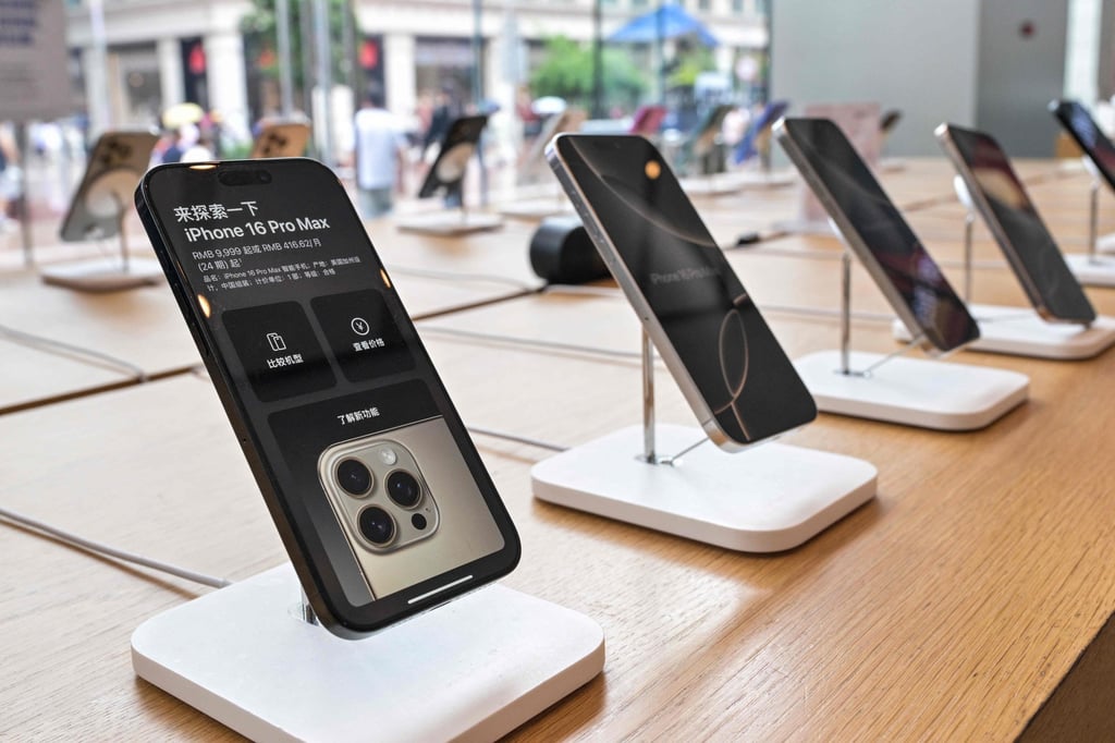 iPhones on display at an Apple store in the Huangpu district in Shanghai. Photo: AFP iPhones on display at an Apple store in the Huangpu district in Shanghai. Photo: AFP