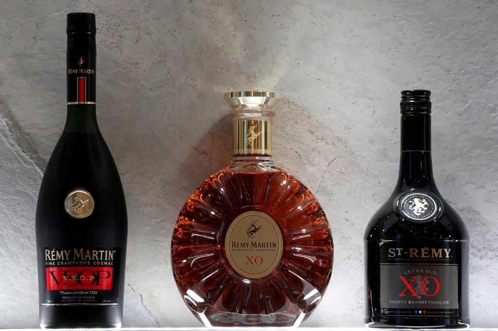 Bottles of Remy Martin VSOP cognac, Remy Martin XO cognac and St-Remy XO Brandy are displayed at the Remy Cointreau SA headquarters in Paris, France. Photo: Reuters