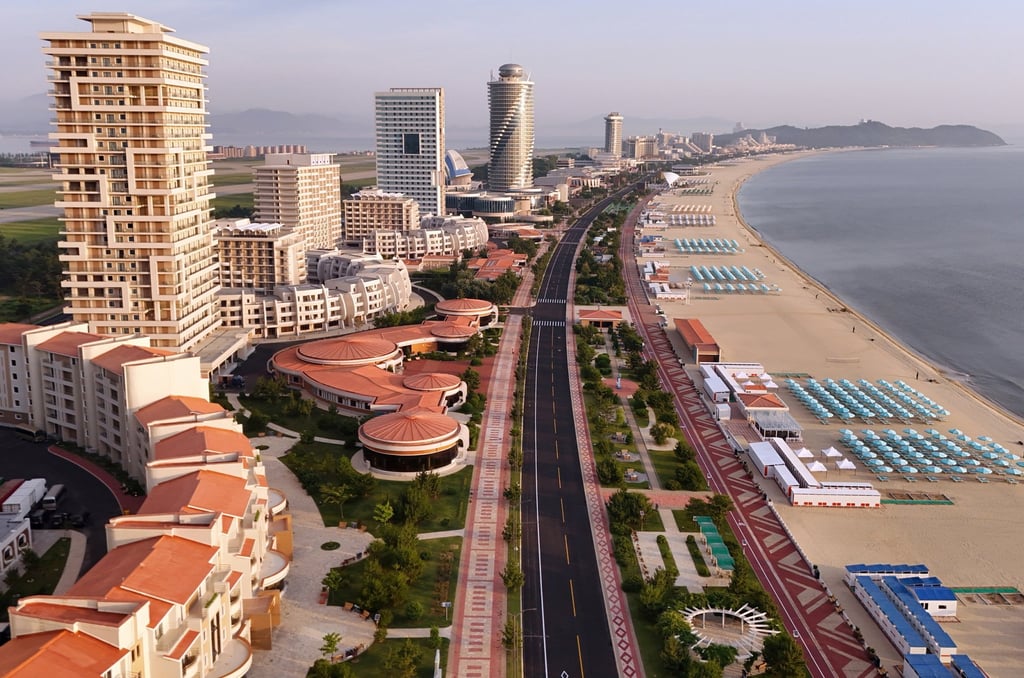 An aerial view of the Wonsan Kalma coastal tourist zone in Wonsan, North Korea. Photo: KCNA / EPA